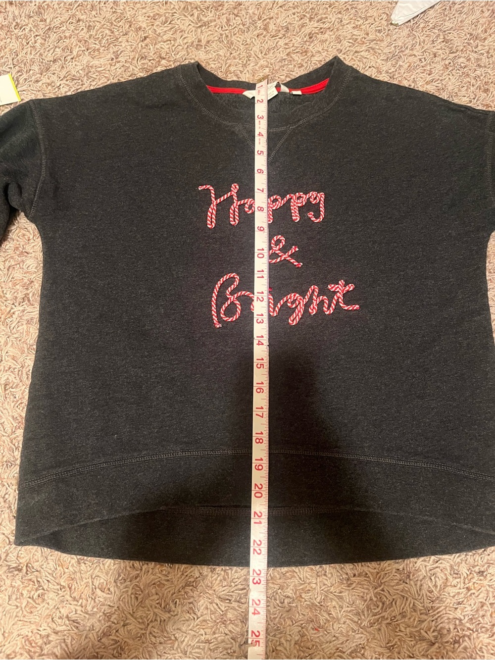 Boden Women's Dark Gray Sweatshirt with Candy Cane Text - Picture 6 of 6